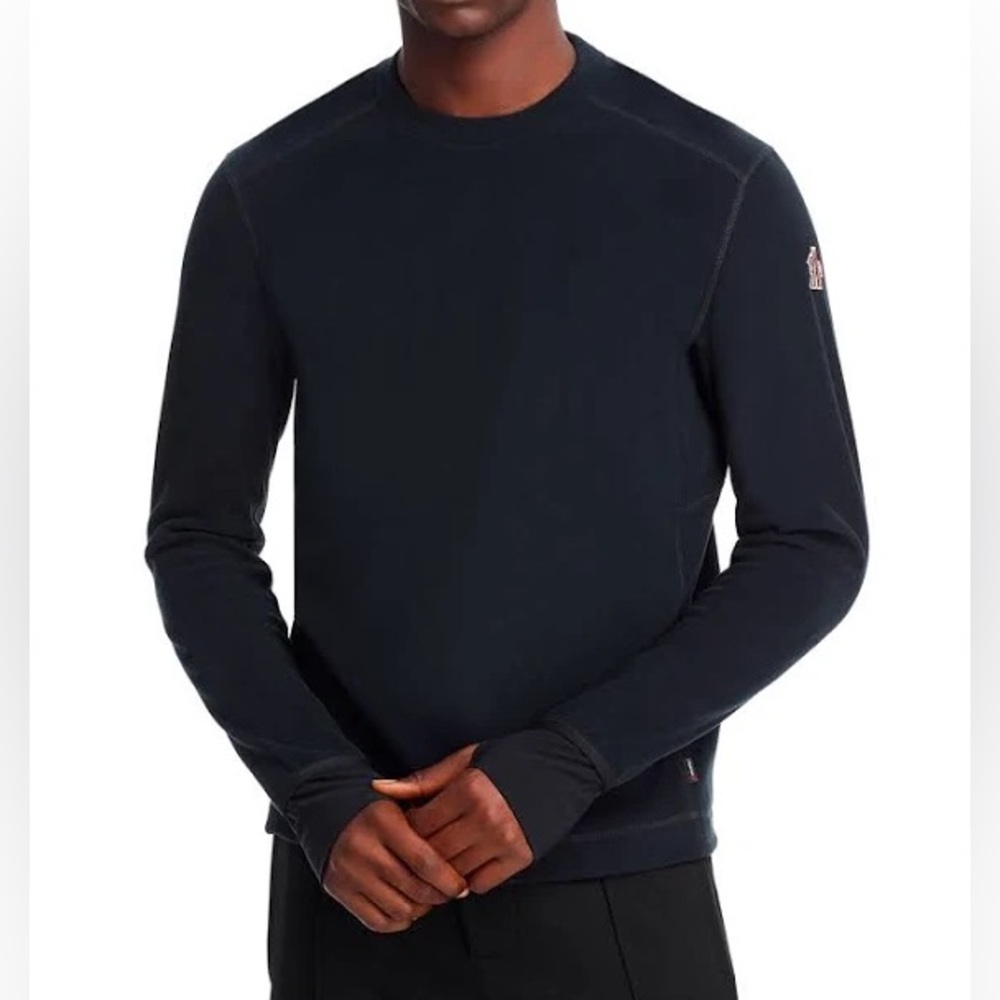 MONCLER MENS GRENOBLE DAY-NAMIC POLARTEC LONG SLEEVE SWEATSHIRT BLACK LARGE EUC